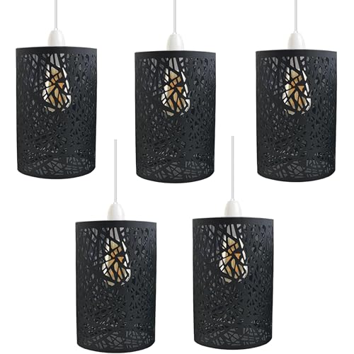 LEDSone Vintage Käfig-Lampenschirm aus Metall – Industrielle Metallkäfigleuchte, DIY-Deckenpendelleuchten für Esszimmer, Schlafzimmer, Loft, Flur (Rustic Red 3-2 Pack) von LEDSone