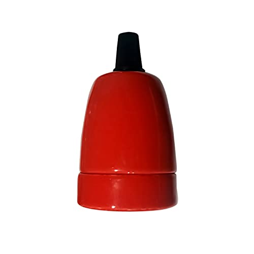 LEDSone Vintage Keramik Porzellan E27 Sockel Lampenfassung, E27 Massive Schraube Lampenfassung mit Kordelgriffen, für DIY Kronleuchter, Dekoration von Wohnzimmer, Küche, Zimmer, Büro (rot) von LEDSone