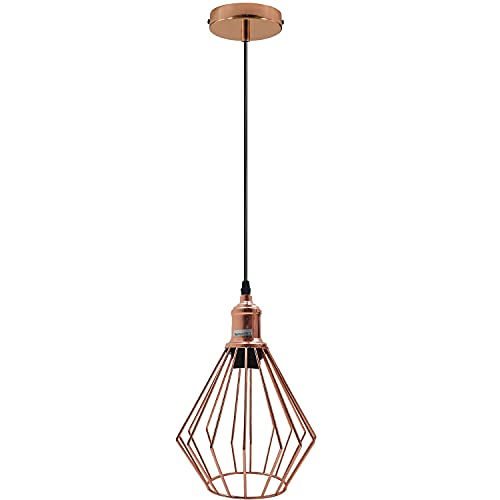 LEDSone Vintage Retro Deckenleuchte Cluster Light Fitting Rose Gold Draht Käfig Lampenschirme, E27 Halter Beleuchtungsset von LEDSone