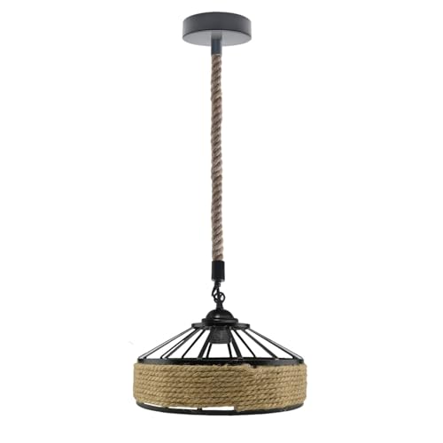 LEDSone Vintage Retro Metallrahmen Käfig mit 1 m Hanfseil hängende Hängelampe Droplight antike Deckenlampe Loft Deckenleuchter E27, 6W [Energieklasse A+++] (30cm, 1m Hemp) [Energieklasse A] von LEDSone