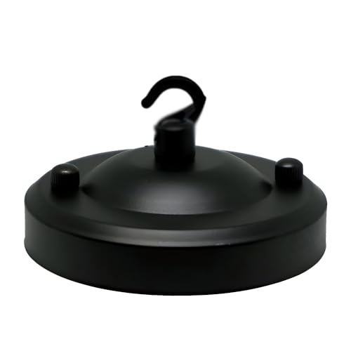 LEDSone Vintage Single Out Black Ceiling Rose Hook Plate for Light Fitting Chandelier, 108mm Metal Antique Side Fitting Ceiling Plate with Accessories for Ceiling and Wall Lamp von LEDSone