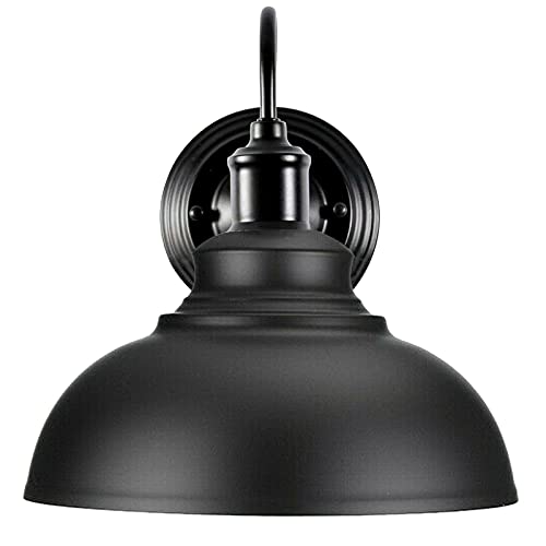LEDSone Wandlampe 1 flammige E27 Vintage Wandleuchte im Industrial Design Retro Lampe aus Metall Gelbes Messing Lampenschirm innen Loft-Wandlampen (Schwarz Mit Glühbirne) von LEDSone