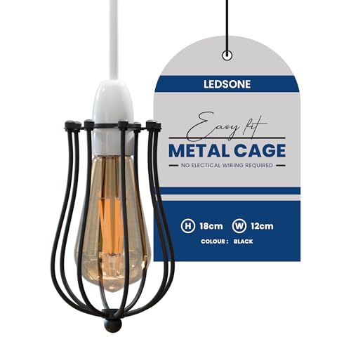 Lampenschirm Drahtkäfig Kronleuchter Industrielle Vintage Kronleuchter Lampenschirm Wandlampe Deckenlampe Set für Hotel (Schwarz) von LEDSone
