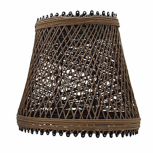 LEDSone Lampenschirm aus Bambus-Rattan, handgefertigt, einfach zu montieren, Retro-Stil, Deckenbeleuchtungsschirm (Korbform) von LEDSone