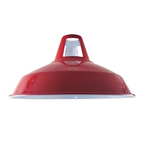LEDSone Metall-Lampenschirm, einfach anzubringen, Retro-Industrie-Deckenbeleuchtung, Lampenschirm, Hängelampenschirm, für Küche, Esszimmer, E27 (rot) von LEDSone