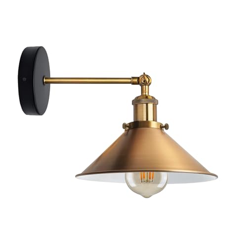 LEDSone Metallschirm Wandbeleuchtung Wandleuchten Vintage Industrie Loft-Wandlampen Antik Deko Design Wandbeleuchtung 22 cm x 18 cm Schwarz Eisen Indoor Wandleuchte 19 cm x 22 cm x 19 cm von LEDSone
