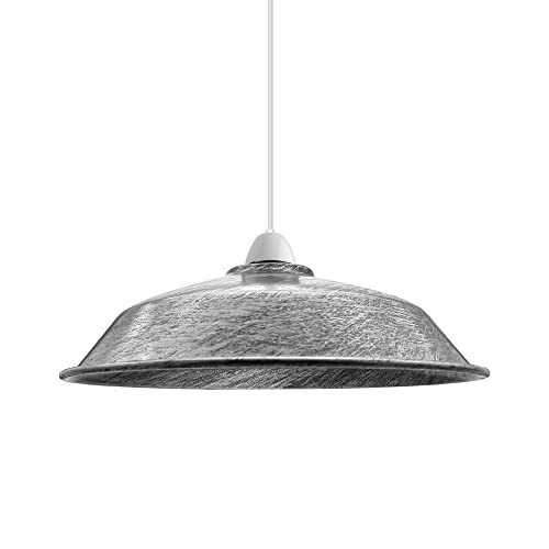 LEDSone Retro Deckenleuchte Hängelampe Metall Lampenschirm Modern Industrial Vintage Look Lampenschirm (Silber gebürstet) von LEDSone