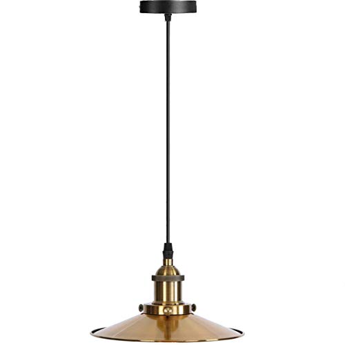 Vintage Industrial Retro Stil Metall Deckenleuchte Kronleuchter Lampenschirm (gelber Messingschirm mit Glühbirne) von LEDSone