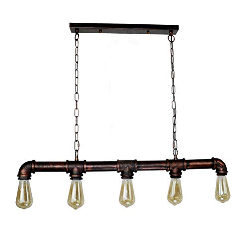 Vintage Industrial Rustic Red Steampunk Iron Pipe Light Ceiling Pendant Chandelier Light Bulb Water Pipe Lighting Ceiling Indoor Lighting for Living Room Bedroom Restaurant Study Hallway von LEDSone