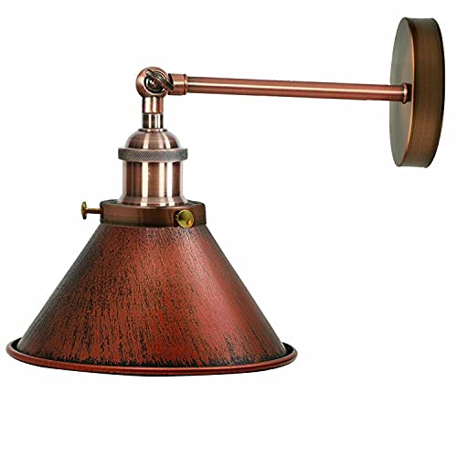 Vintage Industrial Rustikaler Retro Metall Lampenschirm Wandleuchter Lampenschirm Leuchte Leuchte (Rustic Red) von LEDSone