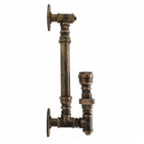 LEDSone Wasserrohr-Wandhalterung, Steampunk, gebürstetes Kupfer, Wandleuchter, 44 cm, Metall, rustikale Wandleuchten für Wohnzimmer, Schlafzimmer, Küche, Café, Hotel, Bar, Pub, Bauernhaus von LEDSone