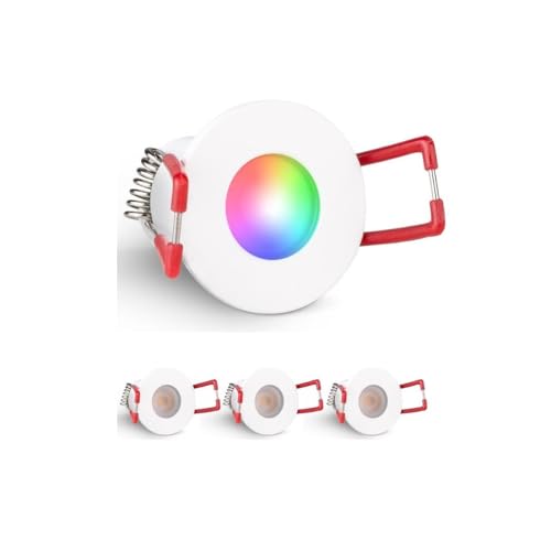 3W LED Mini Einbaustrahler, RGBW farbwechsel, Dimmbar über Funk + Wi-Fi, Aluminium, IP65 Wassergeschützt, Innen- und Außenbeleuchtung (Weiß, 4x Minispot) von LEDUX