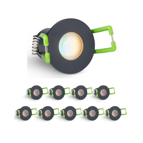 3W Mini LED Spots CCT Farbwechsel Warm-Neutral-Kalt-Weiß, Farbtemperatur einstellbar + Dimmbar über Funk & Wifi, smarthome Einbaustrahler IP65 Schutz für Innen- und Außen (Anthrazit, 10x Minispot) von LEDUX