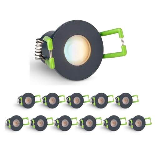 3W Mini LED Spots CCT Farbwechsel Warm-Neutral-Kalt-Weiß, Farbtemperatur einstellbar + Dimmbar über Funk & Wifi, smarthome Einbaustrahler IP65 Schutz für Innen- und Außen (Anthrazit, 12x Minispot) von LEDUX