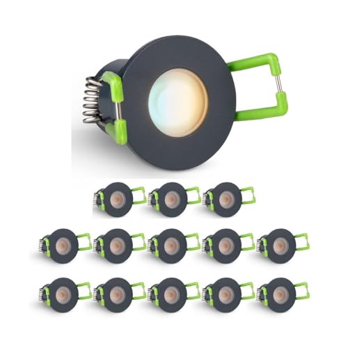 3W Mini LED Spots CCT Farbwechsel Warm-Neutral-Kalt-Weiß, Farbtemperatur einstellbar + Dimmbar über Funk & Wifi, smarthome Einbaustrahler IP65 Schutz für Innen- und Außen (Anthrazit, 14x Minispot) von LEDUX