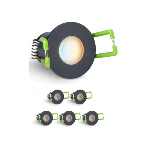 3W Mini LED Spots CCT Farbwechsel Warm-Neutral-Kalt-Weiß, Farbtemperatur einstellbar + Dimmbar über Funk & Wifi, smarthome Einbaustrahler IP65 Schutz für Innen- und Außen (Anthrazit, 6x Minispot) von LEDUX