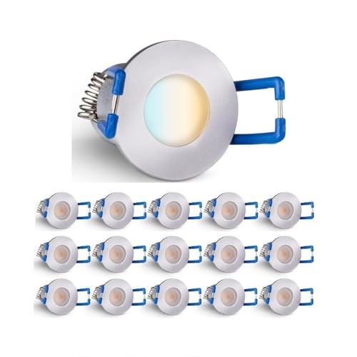 3W Mini LED Spots CCT Farbwechsel Warm-Neutral-Kalt-Weiß, Farbtemperatur einstellbar + Dimmbar über Funk & Wifi, smarthome Einbaustrahler IP65 Schutz für Innen- und Außen (Silber, 16x Minispot) von LEDUX