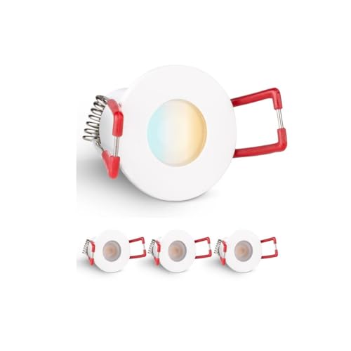3W Mini LED Spots CCT Farbwechsel Warm-Neutral-Kalt-Weiß, Farbtemperatur einstellbar + Dimmbar über Funk & Wifi, smarthome Einbaustrahler IP65 Schutz für Innen- und Außen (Weiß, 4x Minispot) von LEDUX