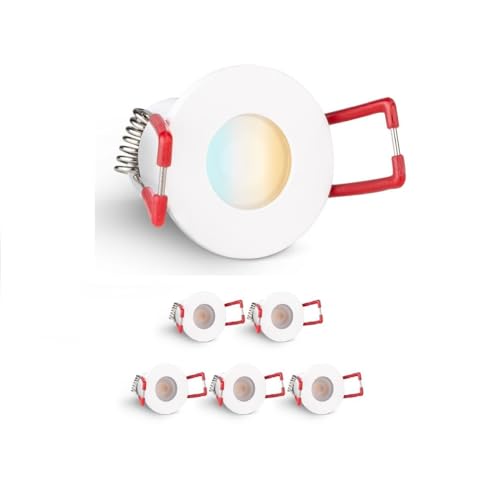 3W Mini LED Spots CCT Farbwechsel Warm-Neutral-Kalt-Weiß, Farbtemperatur einstellbar + Dimmbar über Funk & Wifi, smarthome Einbaustrahler IP65 Schutz für Innen- und Außen (Weiß, 6x Minispot) von LEDUX