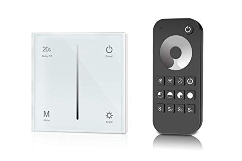 Dimmer-Panel mit Funk für LED bis 240W, Touch-Schalter 230V universal für Phasenabschnitt & -anschnitt, Wandschalter-Controller (Touch-Dimmer + Fernbedienung) von LEDUX