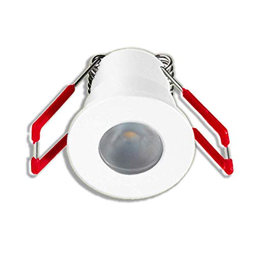 LEDUX 1W LED Mini Einbaustrahler IP65 Wassergeschützt 3000K Warmweiß Dimmbar Mini-Spots für Innen- und Außen, Terrassendach, Bad, Dusche(Weiss, Einzeln, mit Netzteil) von LEDUX