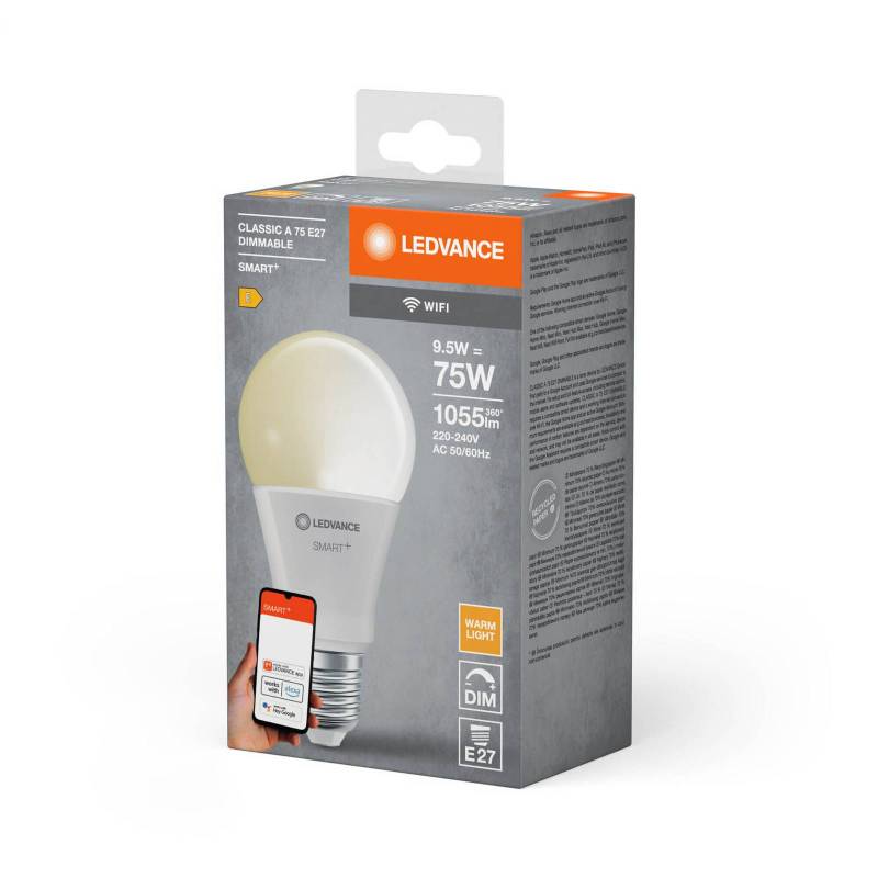 LEDVANCE SMART+ WiFi LED-Lampe E27, 9,5W Classic, 2.700K von LEDVANCE SMART+