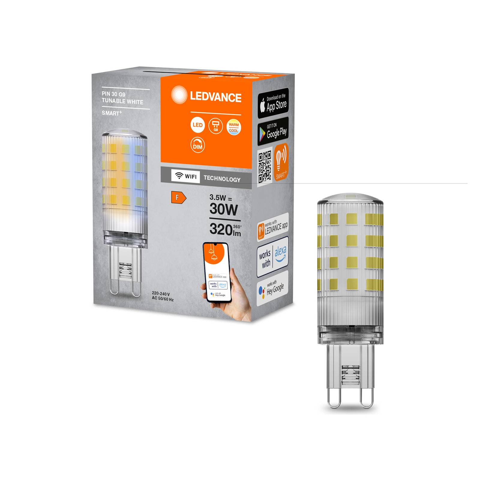 LEDVANCE SMART+ WiFi LED-Leuchtmittel G9, 3,5 W, CCT dimmbar von LEDVANCE SMART+