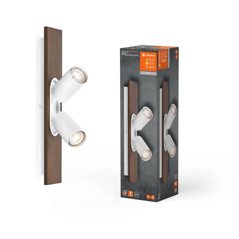 LEDVANCE LED-Deckenspot Mercury GU10, 2-fl., Holz/weiß von LEDVANCE