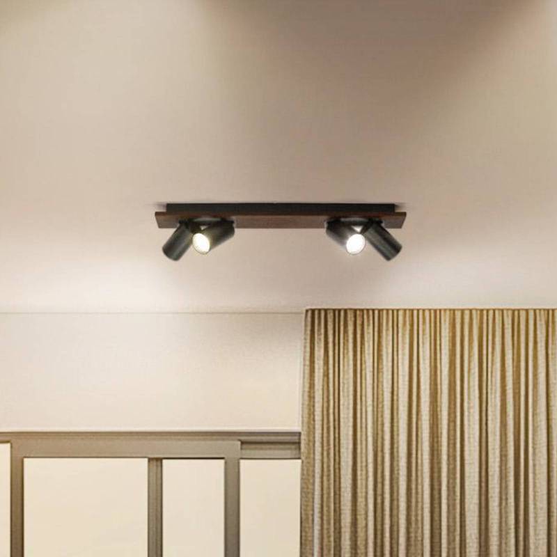LEDVANCE LED-Deckenspot Mercury GU10, 4-fl., Holz/schwarz von LEDVANCE