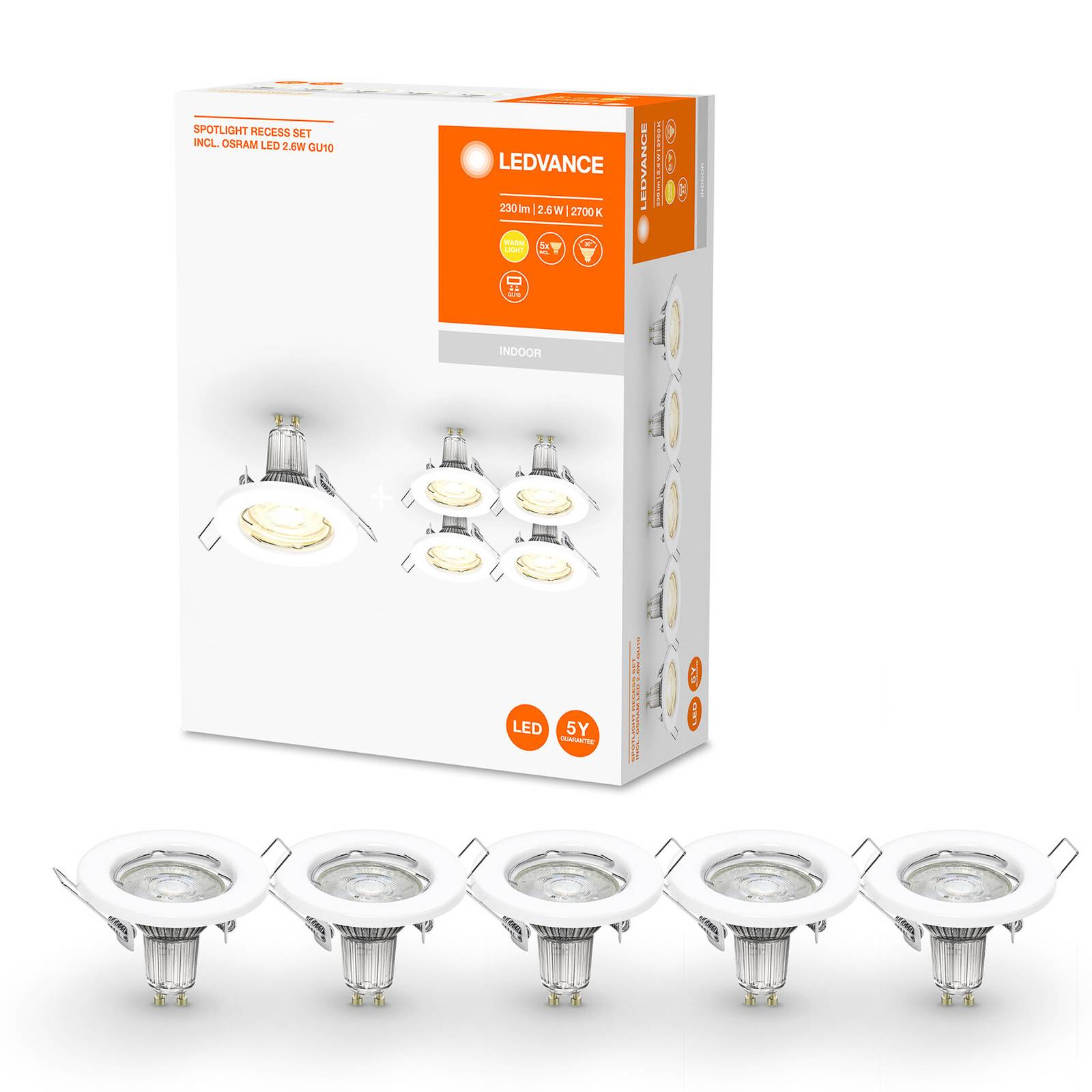 LEDVANCE LED-Einbauspot GU10 Recessed 5er-Set weiß von LEDVANCE