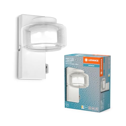LEDVANCE ORBIS Flame Wand- und Deckenleuchte mit LED, weiß, 5.5W, 350lm, 3000/4000K, Farbtemperatur über Wandschalter einstellbar (kaltweiß und warmweiß), IP44 Schutz vor Fremdkörpern und Spritzwasser von LEDVANCE