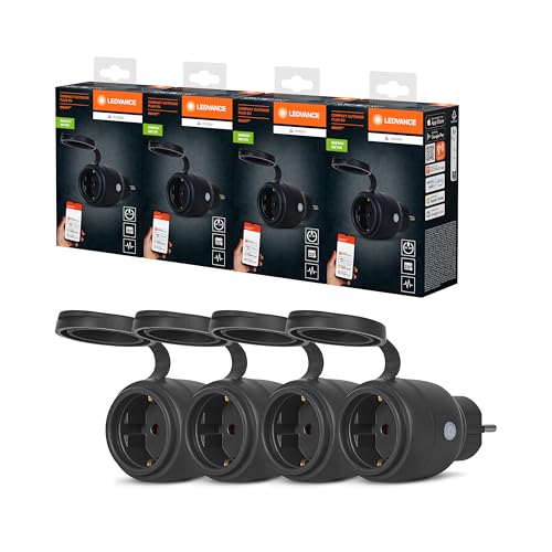 LEDVANCE SMART+ MATTER Outdoor Plug, kompakte Außensteckdose mit Energieverbrauchskontrolle, steuerbar über Matter over WiFi, kompatibel mit Alexa, Google Home und Apple Home, 4er-Pack von LEDVANCE