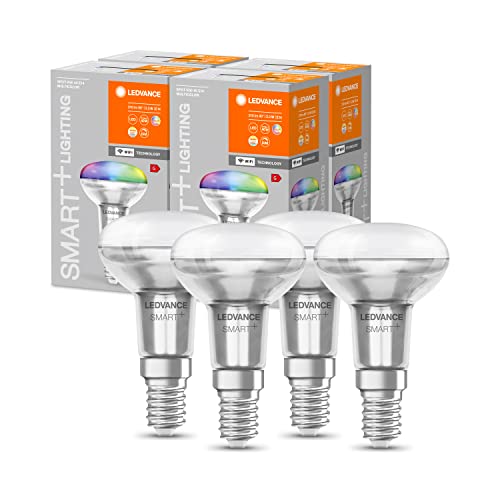 LEDVANCE Smarte LED R50 Spotlampe mit Wifi Technologie, E14, RGB-Farben & Lichtfarbe änderbar, Reflektorlampe als Ersatz für herkömmliche 40W-Glühbirnen, steuerbar mit Alexa, Google & App, 4er-Pack LEDVANCE Smarte LED R50 Spotlampe mit Wifi Technologie, E14, RGB-Farben & Lichtfarbe änderbar, Reflektorlampe als Ersatz für herkömmliche 40W-Glühbirnen, steuerbar mit Alexa, Google & App, 4er-Pack von LEDVANCE