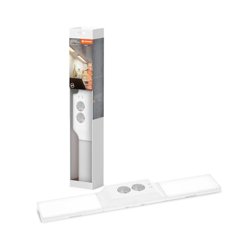 LEDVANCE Unterbauleuchte mit 2 Steckdosen und 2 USB-C-Anschlüssen, breite Flood-Strahlung (Flutlicht), 10 W, 500 lm, 3000 K, 830 warmweiß, dimmbar, weißes Set aus Kunststoff (PC), IP20 von LEDVANCE