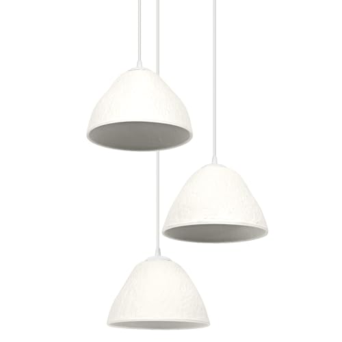 LEDVANCE white 3-flame Decor Camel Bell metal and paper mache pendant luminaire, E14, 437 mm diameter, recycled material lampshade, sustainable due to replaceable light source, simple installation von LEDVANCE