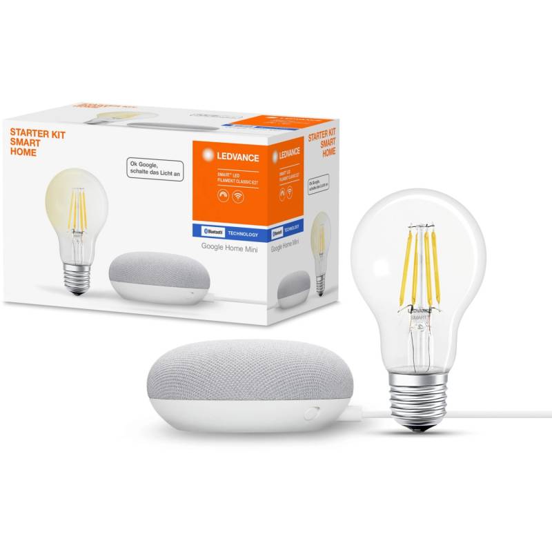 Ledvance Google Home Mini Starter-Set Speaker Kreide + Filament Leuchtmittel von LEDVANCE