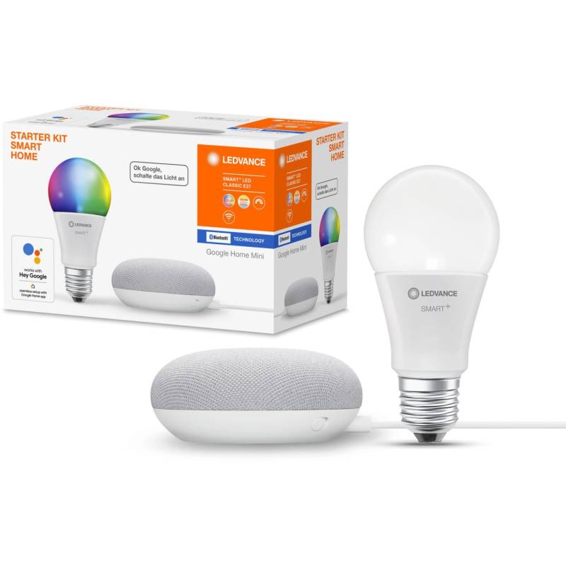 Ledvance Google Home Mini Starter-Set Speaker Kreide + RGBW Leuchtmittel von LEDVANCE