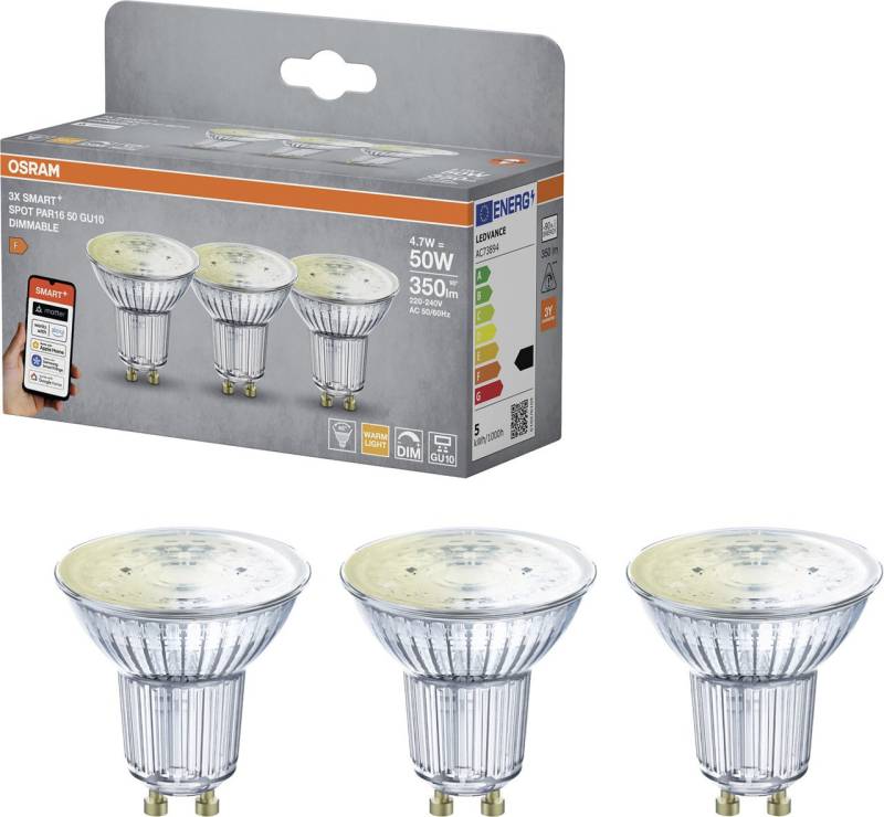 Ledvance LED Leuchtmittel Smart PAR16 GU10 4,7 W warmweiß dimmbar 3er Pack von LEDVANCE
