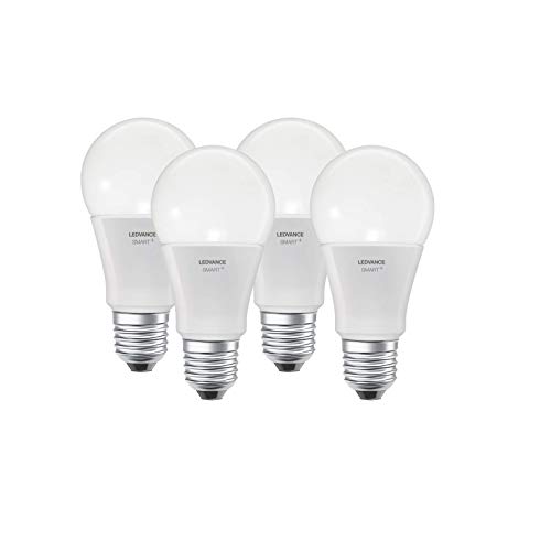 LEDVANCE Smarte LED-Lampe mit Bluetooth Mesh Technologie, Sockel E27, Lichtfarbe änderbar (2000-6500K), RGB-Farben änderbar, ersetzt Glühlampen mit 60W, steuerbar mit Google und Alexa, 4er-Pack von Ledvance