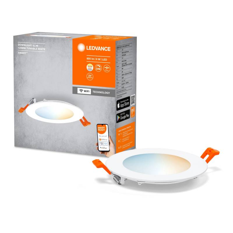 Ledvance Smart+ WiFi LED-Einbauleuchte Downlight Slim TW Weiß Ø 12 cm von LEDVANCE
