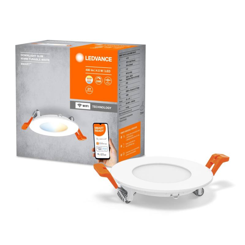 Ledvance Smart+ WiFi LED-Einbauleuchte Downlight Slim TW Weiß Ø 8,5 cm von LEDVANCE