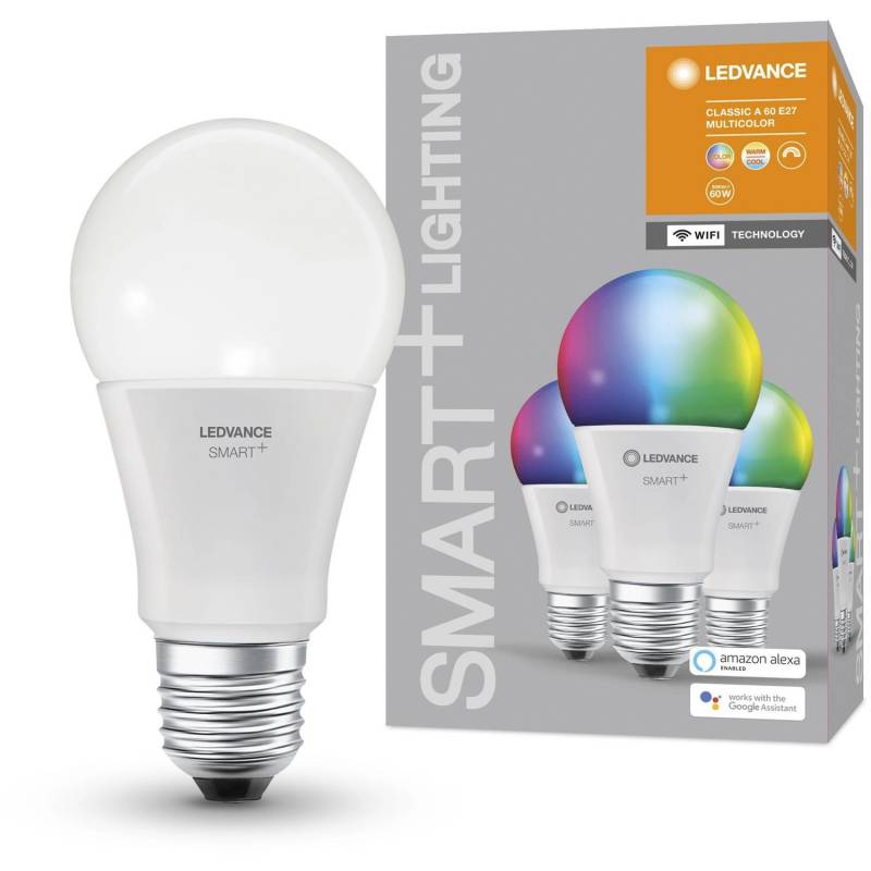 Ledvance Smart+ WiFi LED-Lampe Kolbenform E27/9W 806lm Farbwechsel 3er-Pack von LEDVANCE