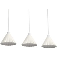 Weiße 3-flammige Dekor Pulp Metall- und Pappmaché-Hängelampe, E14, 838 mm Länge, Lampenschirm aus recyceltem Material, nachhaltig dank austauschbarer Weiße 3-flammige Dekor Pulp Metall- und Pappmaché-Hängelampe, E14, 838 mm Länge, Lampenschirm aus recyceltem Material, nachhaltig dank austauschbarer von LEDVANCE