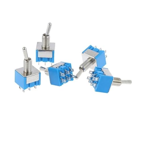 5PCS Miniature Toggle Switch Double Pole Double Throw DPDT (MTS202) ON-ON 120VAC 6A 1/4 Inch Mounting MTS-202 von LEDVXFSVY
