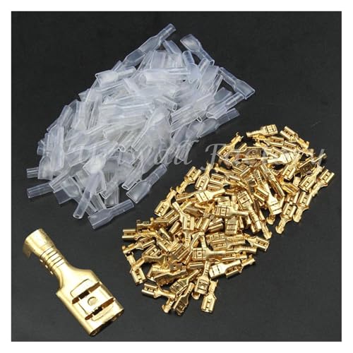 LEDVXFSVY 100pairs (200pcs)/Set 4.8mm Crimp Terminals AWG 22-16 0.5mm2-1.5mm2 Female Spade Connectors & Insulating Sleeves von LEDVXFSVY