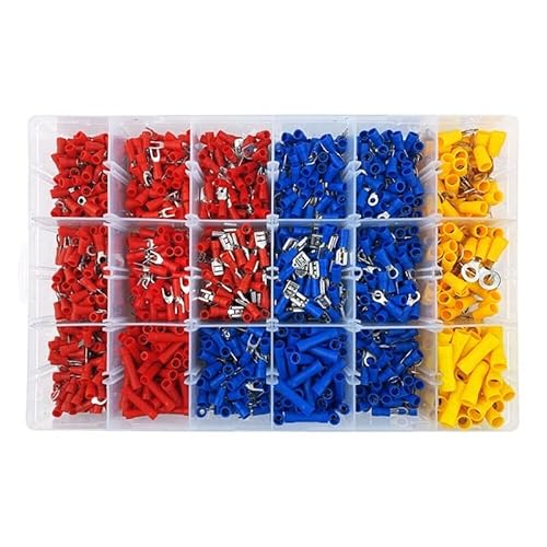 LEDVXFSVY 1300PCS Terminals Electrical Wire Connector Kit Assorted Insulated Crimp Spade Set Iron Cold Press Terminal Combination von LEDVXFSVY