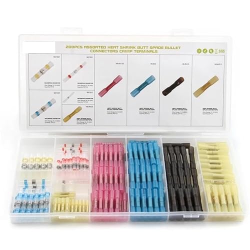 LEDVXFSVY 200pcs Assorted Heat Shrink Butt Splice Terminals Soldering Connecters Insulated Waterproof Seal Wire Crimp Terminals Connector LEDVXFSVY 200pcs Assorted Heat Shrink Butt Splice Terminals Soldering Connecters Insulated Waterproof Seal Wire Crimp Terminals Connector von LEDVXFSVY
