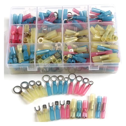 LEDVXFSVY 240Pcs Assorted Insulated Terminals Fork Ring Spade Waterproof Wire Solder Crimp Terminals Electrical Heat Shrink Butt Connector LEDVXFSVY 240Pcs Assorted Insulated Terminals Fork Ring Spade Waterproof Wire Solder Crimp Terminals Electrical Heat Shrink Butt Connector von LEDVXFSVY