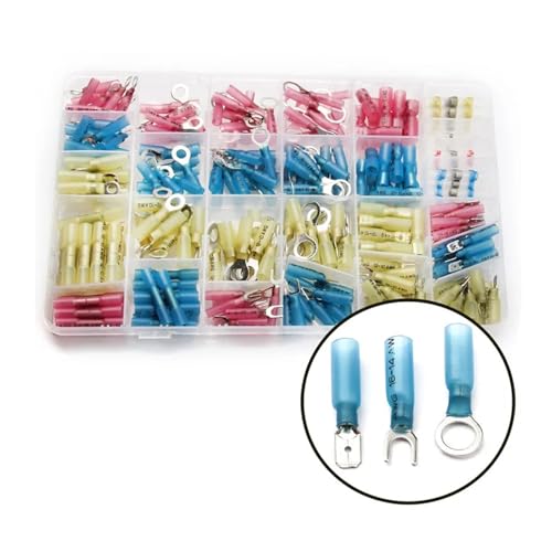 LEDVXFSVY 260Pcs Assorted Insulated Fork U-Type Set Electrical Crimp Spade Ring Butt Splice Connectors Wire Solder Seal Terminaks Kit LEDVXFSVY 260Pcs Assorted Insulated Fork U-Type Set Electrical Crimp Spade Ring Butt Splice Connectors Wire Solder Seal Terminaks Kit von LEDVXFSVY