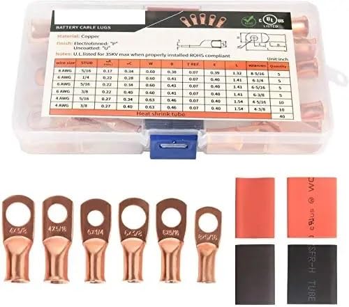LEDVXFSVY 40pcs SC Tinned Copper Lug Ring Wire Connectors Cable Terminal w/Heat Shrinkable Tube LEDVXFSVY 40pcs SC Tinned Copper Lug Ring Wire Connectors Cable Terminal w/Heat Shrinkable Tube von LEDVXFSVY